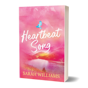 Book cover of 'Heartbeat Song' by Sarah Williams with a pink landscape and bird illustration.