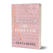 Book cover of 'On The Edge Of Forever' by Tanya Renee with a pink background and musical notes.