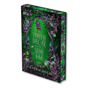 Book titled 'Tooth Decay with a Side of Fae' by Victoria Rocus on a green and purple background
