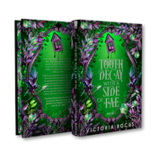 Book cover of 'Tooth Decay with a Side of Fae' by Victoria Rocus with green and purple design.