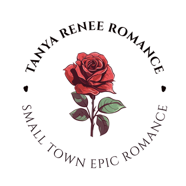 Logo with a red rose and text 'Tanya Renee Romance' on a white background