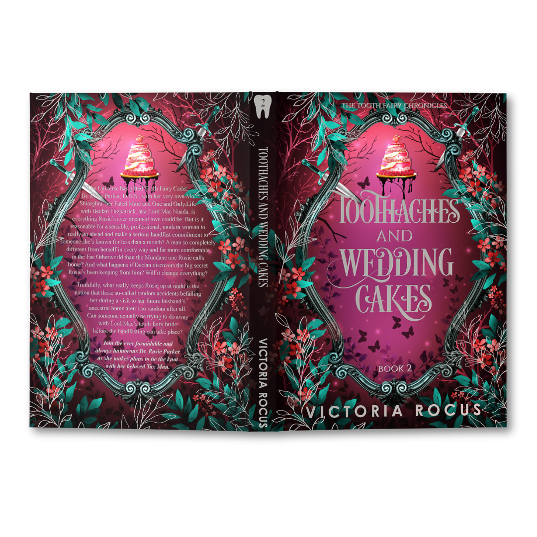 Book cover of 'Toothaches and Wedding Cakes' by Victoria Rocus with decorative design elements.