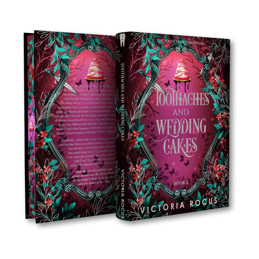 Book cover of 'Toothaches and Wedding Cakes' by Victoria Rocus with decorative design elements.